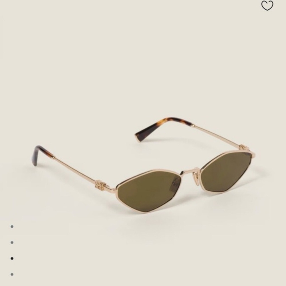 Miu Miu Gold Metal Sunglasses with Olive Lenses and Tortoiseshell Tips